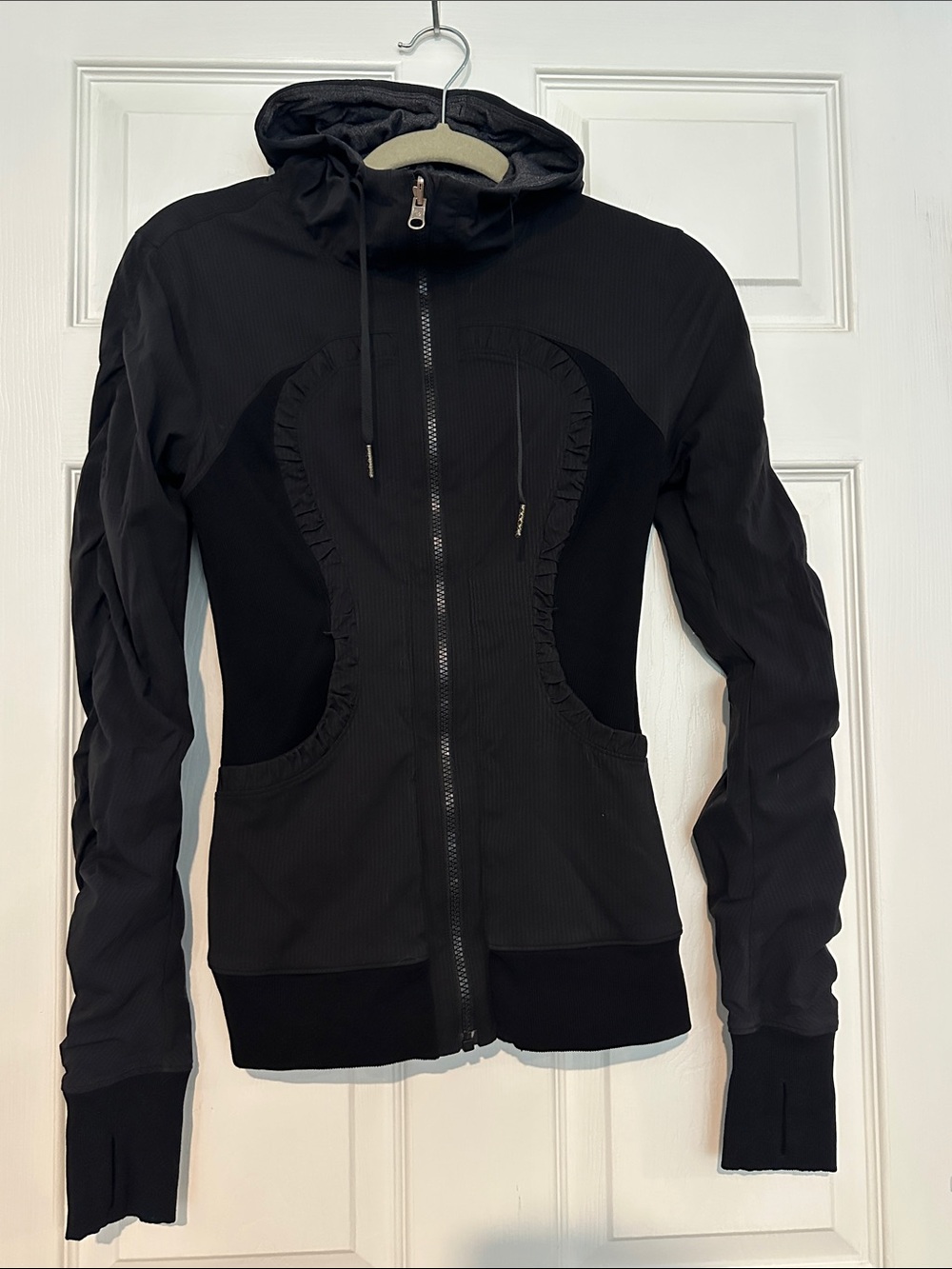 Lululemon dance studio reversible jacket with hoodie black grey